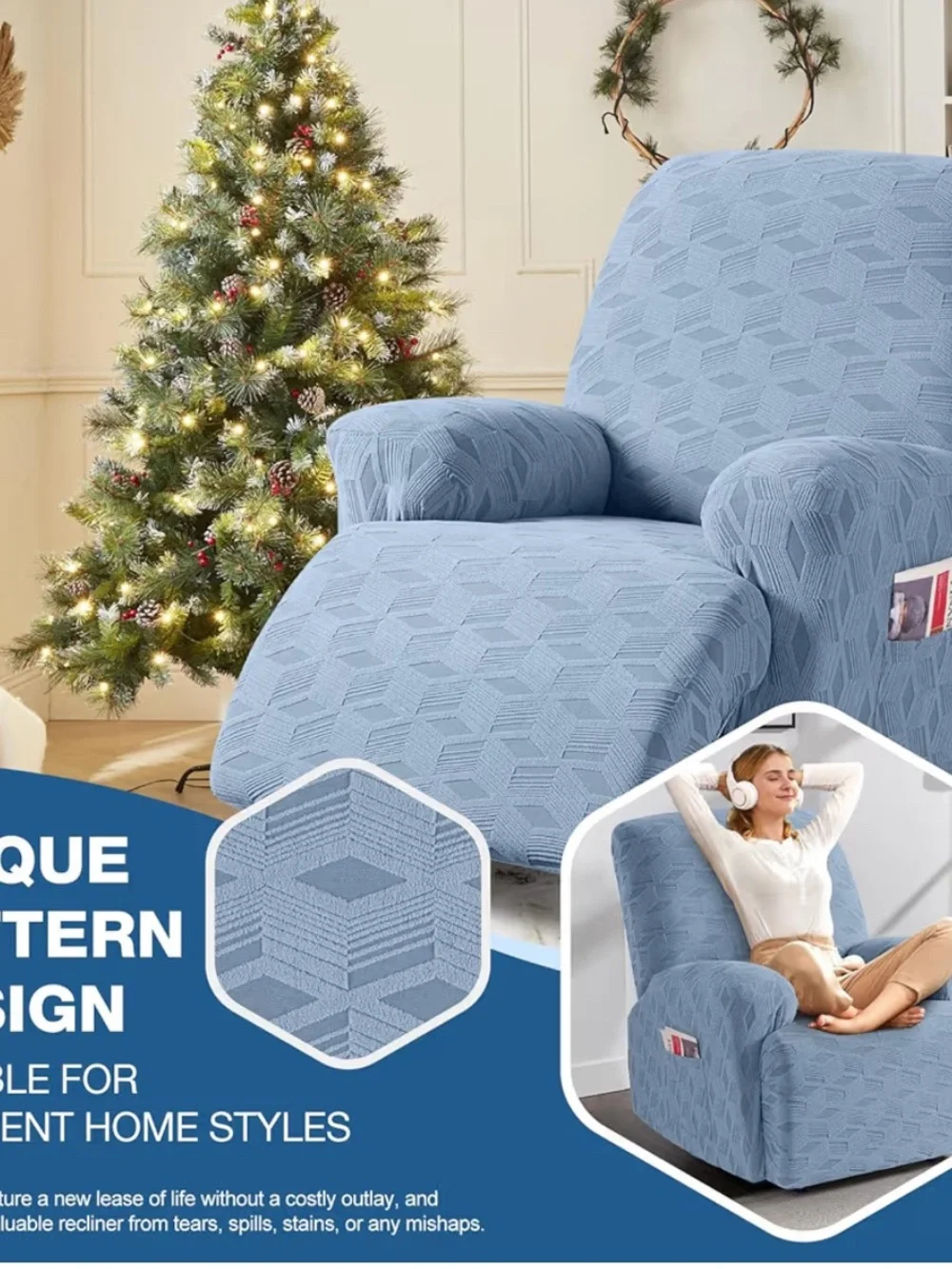 New blue recliner cover